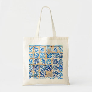 Bolso De Tela teja vieja de Portugal de la decoración azul de