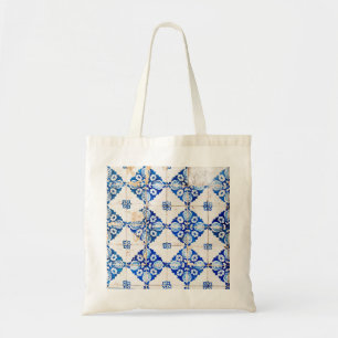 Bolso De Tela teja vieja po de Portugal de la decoración azul d
