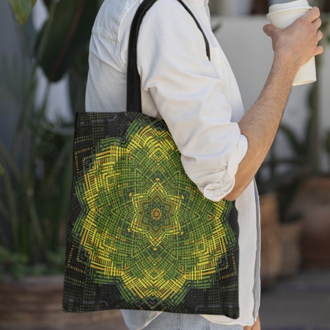 Bolso De Tela Tejer Mandala Amarillo verde y negro (Subido por el creador)