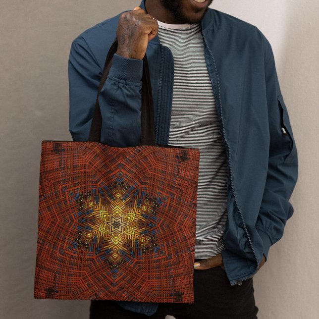 Bolso De Tela Tejer Mandala Naranja Amarillo y Azul (Subido por el creador)