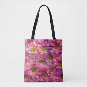 Bolso De Tela Tejido de margarita rosa