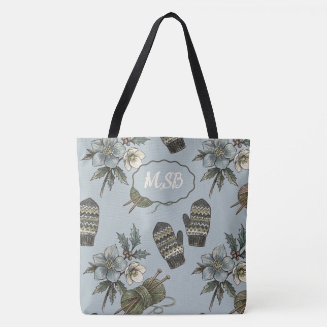 Bolso De Tela Tejido de Mitones de Invierno (Anverso)