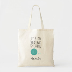 Bolso De Tela Tejido Personalizado para Niñas que Aman el Tejer
