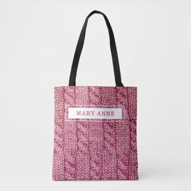 Bolso De Tela Tejido rosa personalizado (Anverso)