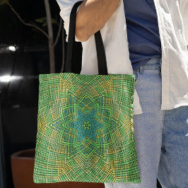 Bolso De Tela Tejidos Mandala Amarillo verde y azul