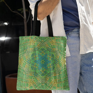 Bolso De Tela Tejidos Mandala Amarillo verde y azul