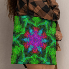 Bolso De Tela Tejidos Mandala Azul rosa y Verde
