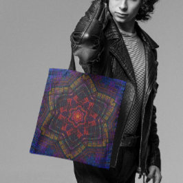 Bolso De Tela Tejidos Mandala Color rojo morado amarillo y azul