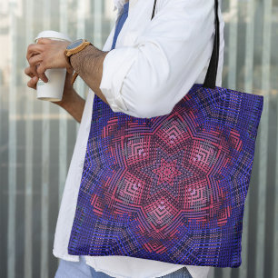 Bolso De Tela Tejidos Mandala rosa y azul