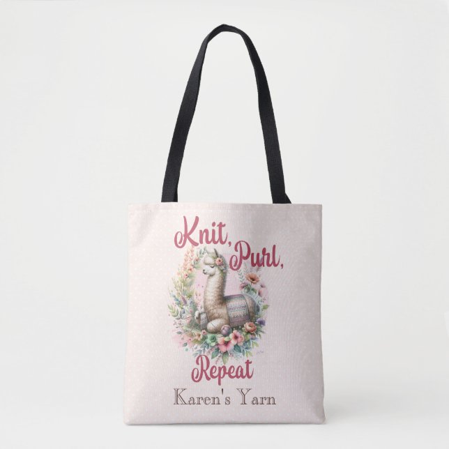 Bolso De Tela Tejiendo la Alpaca (Anverso)