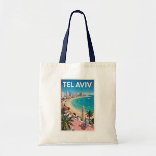 Bolso De Tela Tel Aviv Israel Ilustración Arte de Viaje Vintage