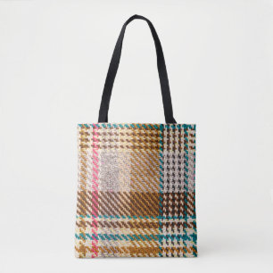 Bolso De Tela Tela de cuadros marrones, lana escocesa.