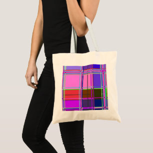 Bolso De Tela Tela de estampado de tartán rosa de Madras