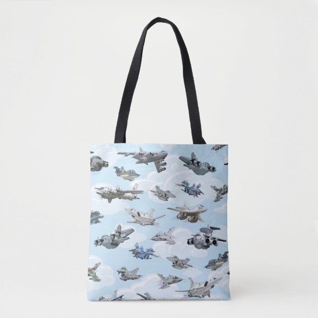 Bolso De Tela tela de patrón de aviones de guerra personalizados (Anverso)