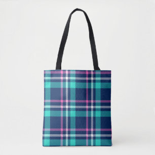 Bolso De Tela Tela escocesa azul y rosada