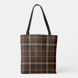 Bolso De Tela Tela escocesa de tartán negra de Brown del camello