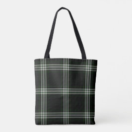 Bolso De Tela Tela escocesa de tartán verde blanca negra doble