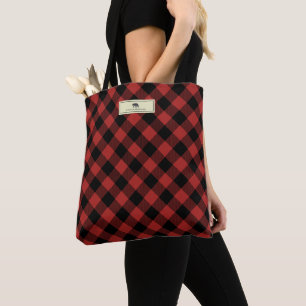 Bolso De Tela Tela escocesa del búfalo del oso negro