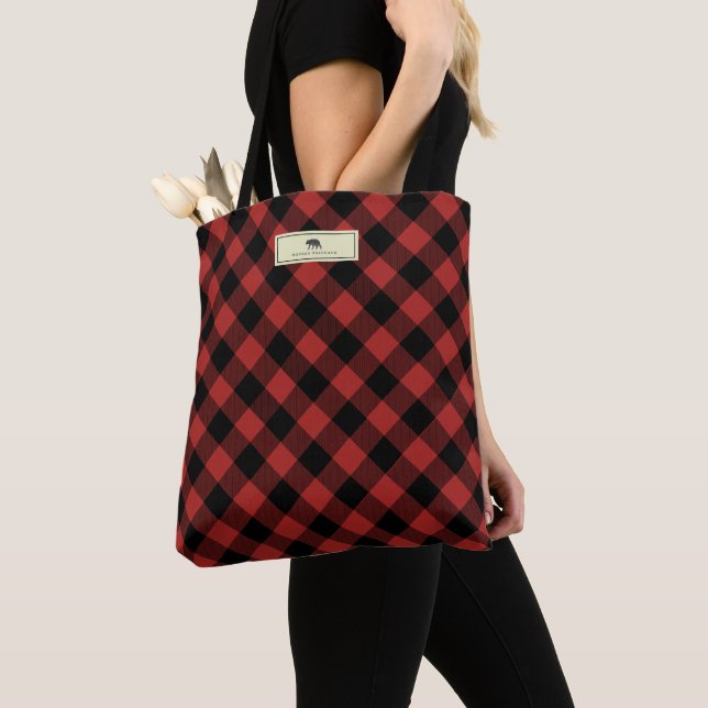 Bolso De Tela Tela escocesa del búfalo del oso negro (Detalle)