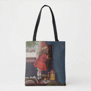 Bolso De Tela Teléfono Antiguo de Niña de Navidad