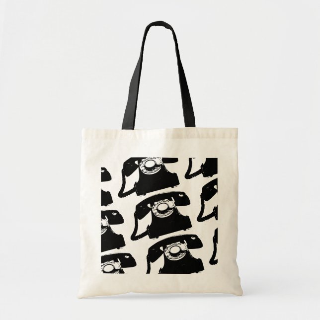 Bolso De Tela teléfono negro retro (Frente)
