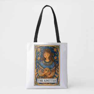 Bolso De Tela Tema de Knitter Knitting Tarot