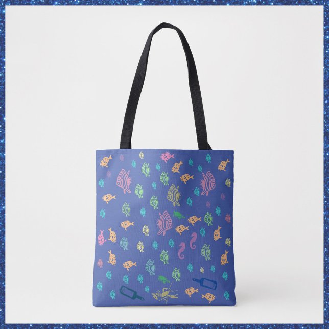 Bolso De Tela Tema de la vida marina en el océano azul (Subido por el creador)