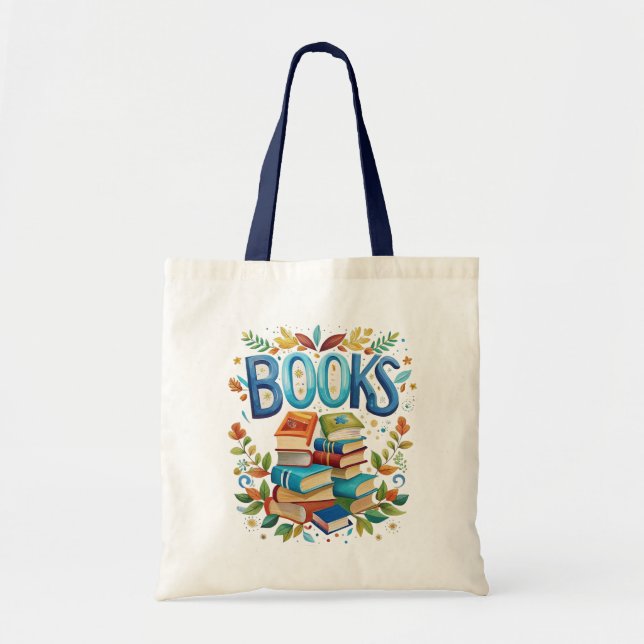 Bolso De Tela Tema de lectura de biblioteca de libros (Frente)