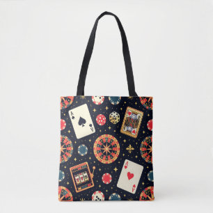 Bolso De Tela tema de patrón de casino en negro
