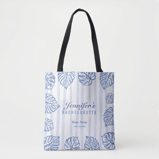 Bolso De Tela Tema de playa con raya de bachiller  (Anverso)