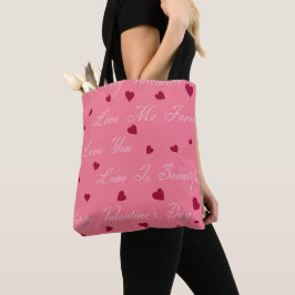 BOLSO DE TELA TEMA DEL DÍA DE SAN VALENTÍN ROJO Y ROSA
