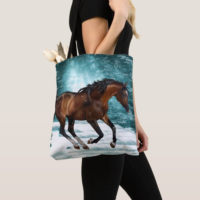 Bolso De Tela Tema del invierno Galloping Caballo árabe (Detalle)