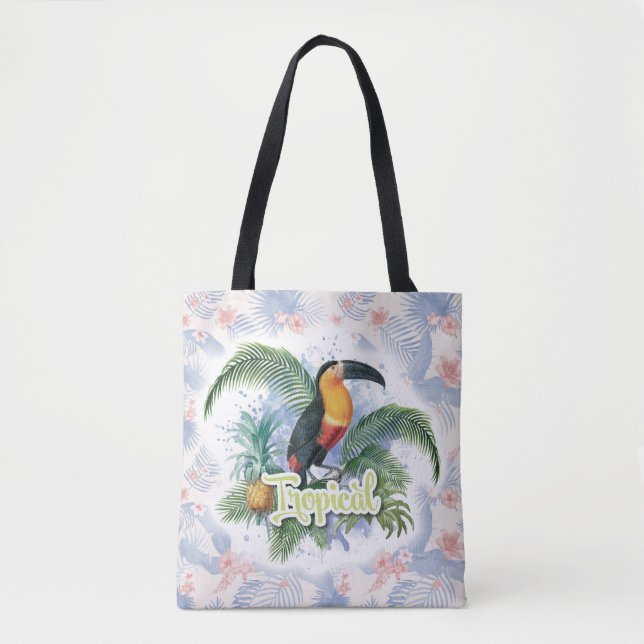 Bolso De Tela Tema del loro tropical (Anverso)