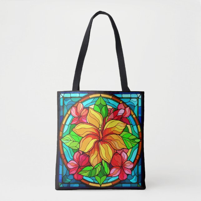 Bolso De Tela Tema floral de Plumera de Hawái (Anverso)