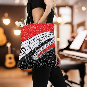 Bolso De Tela tema musical rojo y negro