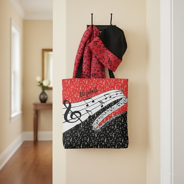Bolso De Tela Tema musical rojo y negro personalizado (Subido por el creador)