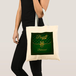 Bolso De Tela Tema Real Verde Oscuro y Dorado