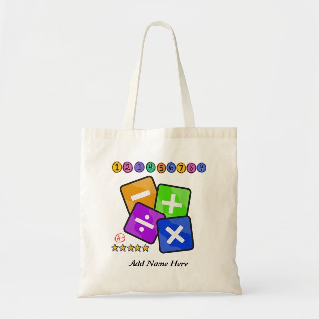 Bolso De Tela Temas de matemáticas personalizadas, escuela de am (Frente)