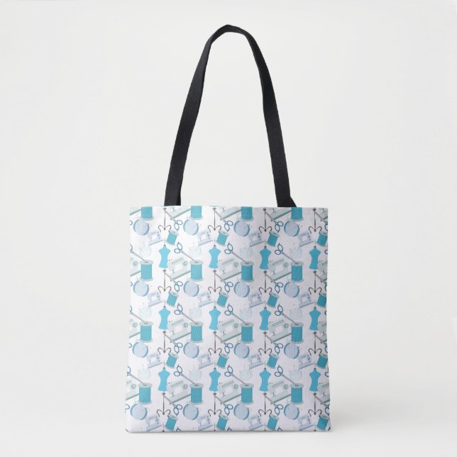 Bolso De Tela Temática de coser azul Quilters Seamstress (Anverso)