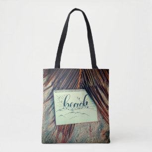 Bolso De Tela Temática de la playa, frontón de palmeras, libro d