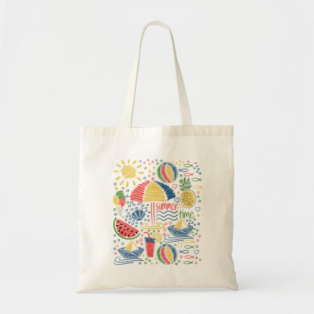 Bolso De Tela temática de playa de verano (Frente)