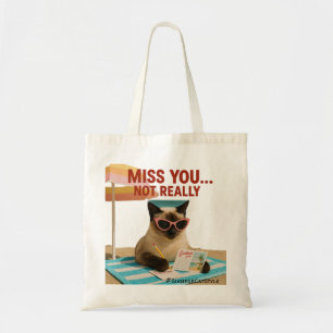 Bolso De Tela Temática de playa para amantes de gatos siameses