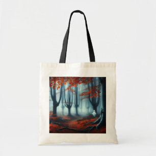 Bolso De Tela Tembloroso bosque de otoño con un fantasma
