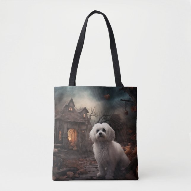 Bolso De Tela Temeroso de Halloween maltés (Anverso)