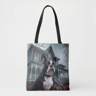 Bolso De Tela Temeroso susto de Halloween en Boston Terrier
