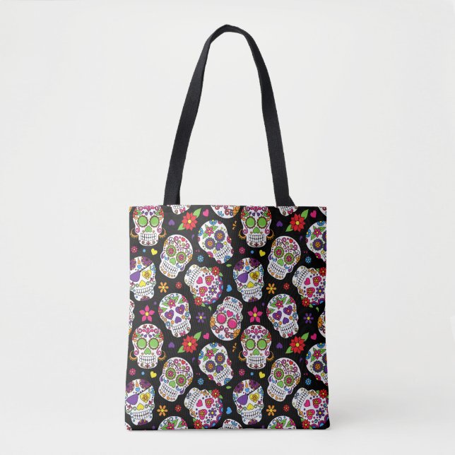 Bolso De Tela Temeroso y sangriento calavera azucarera intimidan (Anverso)