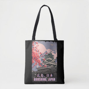 Bolso De Tela Templo japonés Hiroshima Anime Cerezo en flor