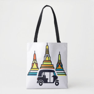 Bolso De Tela Templos tailandeses y tuk tuks