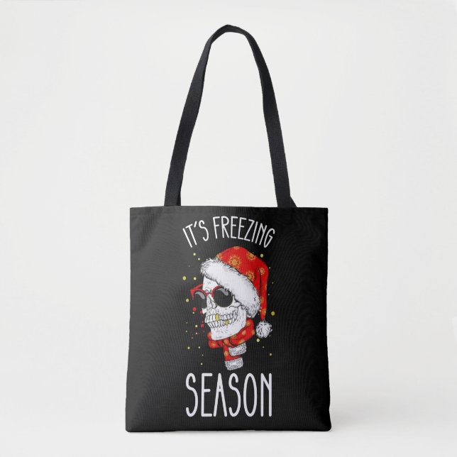 Bolso De Tela Temporada congelante feriado de Navidades de nieve (Anverso)