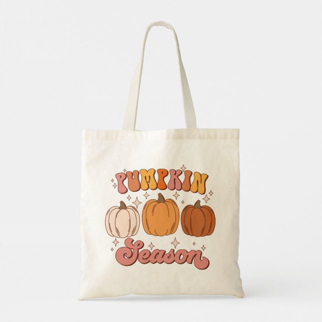 Bolso De Tela Temporada de calabaza rosa y Naranja (Reverso)